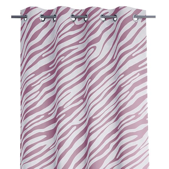 FUN Curtain in Pink with Animal Print, Tropical Style, Silver Metal Eyelets