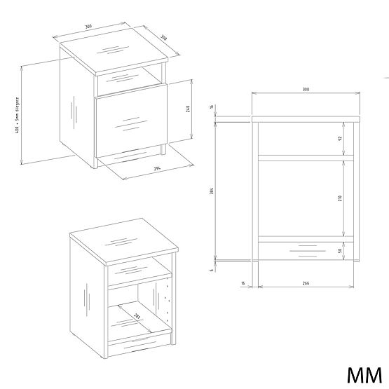 GALAX 30/1D Nightstand WHITE-ARTISAN