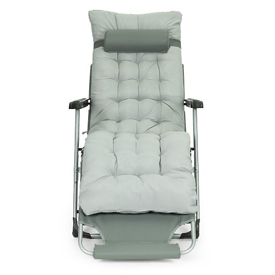 Garden Beach Lounger 2-in-1 with Pillow and Adjustable Footrest Grey MultiGarden