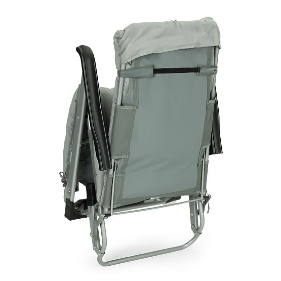 Garden Beach Lounger 2-in-1 with Pillow and Adjustable Footrest Grey MultiGarden