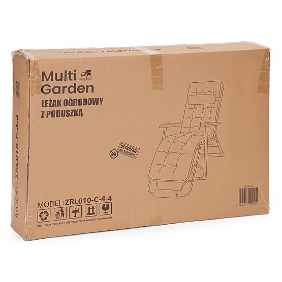 Garden Beach Lounger 2-in-1 with Pillow and Adjustable Footrest Grey MultiGarden