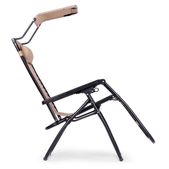 Garden Beach Lounger with Adjustable Backrest and Movable Canopy Modernhome - Beige