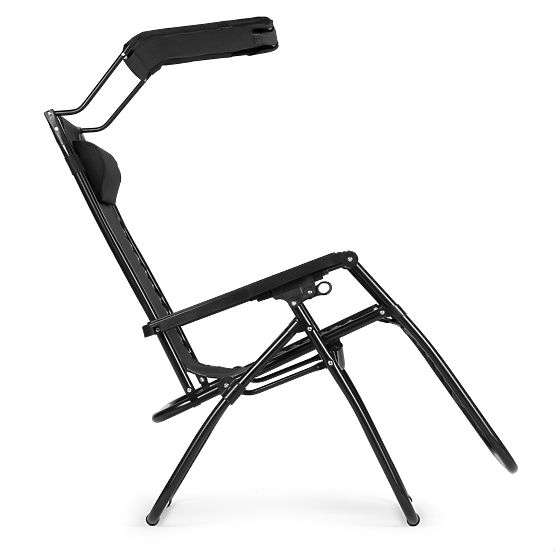 Garden Beach Lounger with Adjustable Backrest and Movable Canopy Modernhome - Black