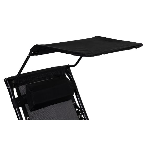 Garden Beach Lounger with Adjustable Backrest and Movable Canopy Modernhome - Black