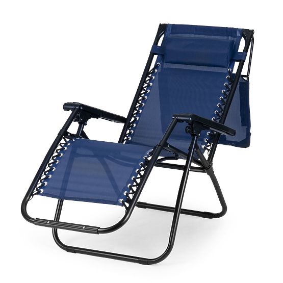 Garden Beach Lounger with Adjustable Backrest and Movable Canopy Modernhome - Blue