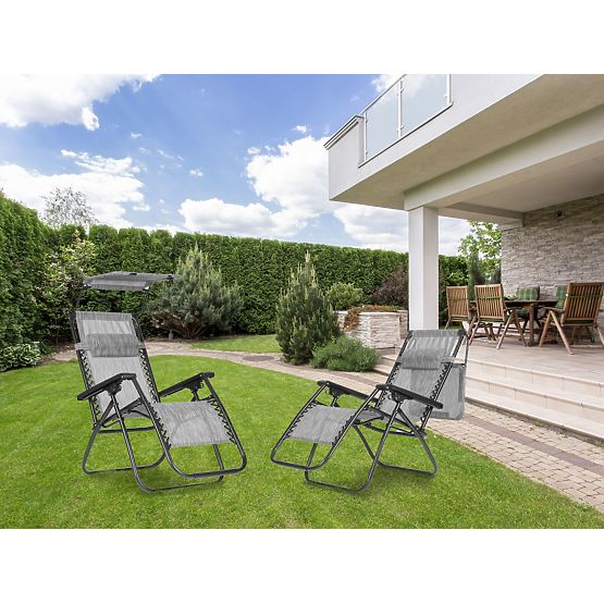 Garden Beach Lounger with Adjustable Backrest and Movable Canopy Modernhome - Gray