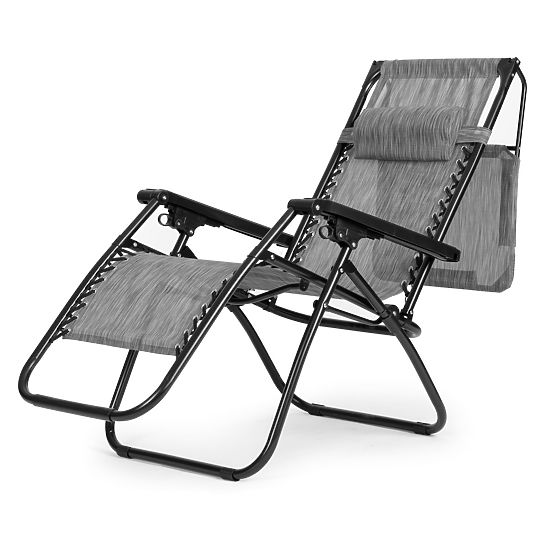 Garden Beach Lounger with Adjustable Backrest and Movable Canopy Modernhome - Gray
