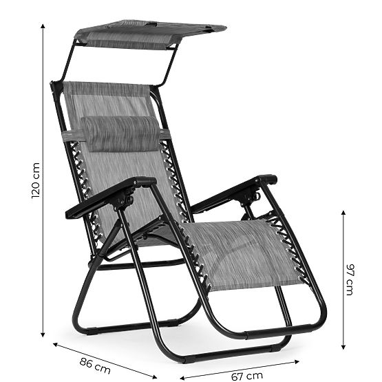 Garden Beach Lounger with Adjustable Backrest and Movable Canopy Modernhome - Gray