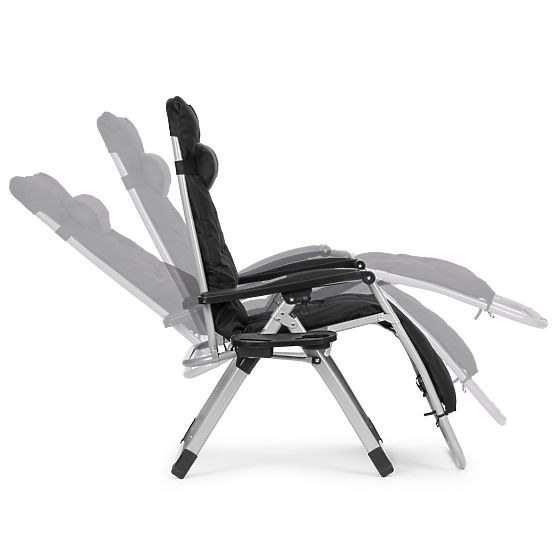 Garden Beach Lounger with Adjustable Backrest and Pillow + Headrest Black MultiGarden