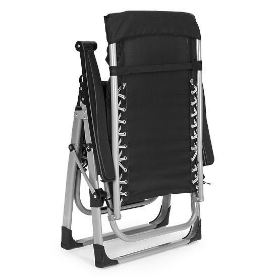 Garden Beach Lounger with Adjustable Backrest and Pillow + Headrest Black MultiGarden