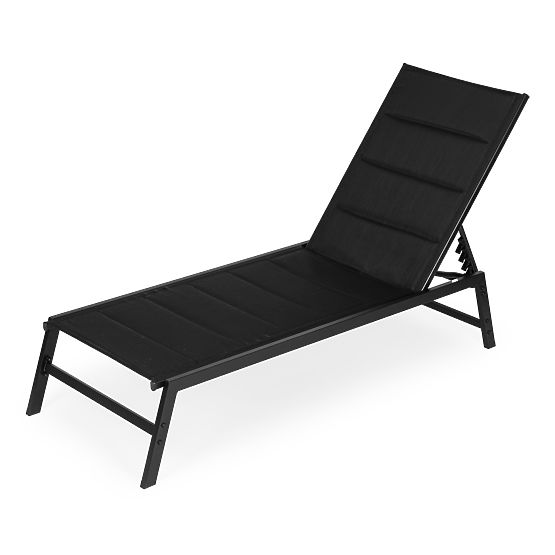 Garden Beach Lounger with Adjustable Backrest, Steel Frame, Black MultiGarden