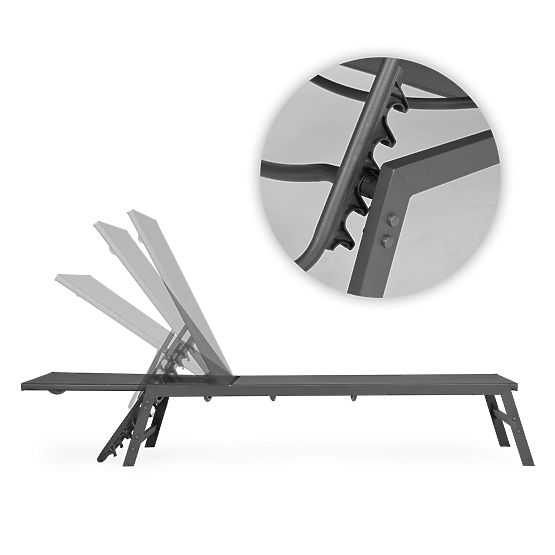 Garden Beach Lounger with Adjustable Backrest, Steel Frame, Gray MultiGarden