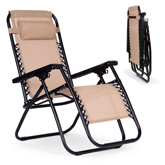 Garden Beach Lounger with Adjustable Backrest ZERO GRAVITY ModernHome - Beige