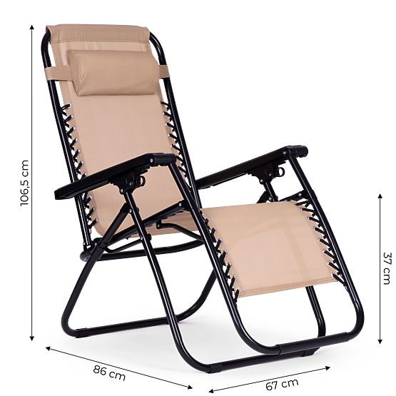 Garden Beach Lounger with Adjustable Backrest ZERO GRAVITY ModernHome - Beige
