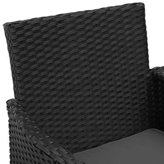 Garden Bench from Technorattan Sofa CORDOBA Black with Gray Cushions