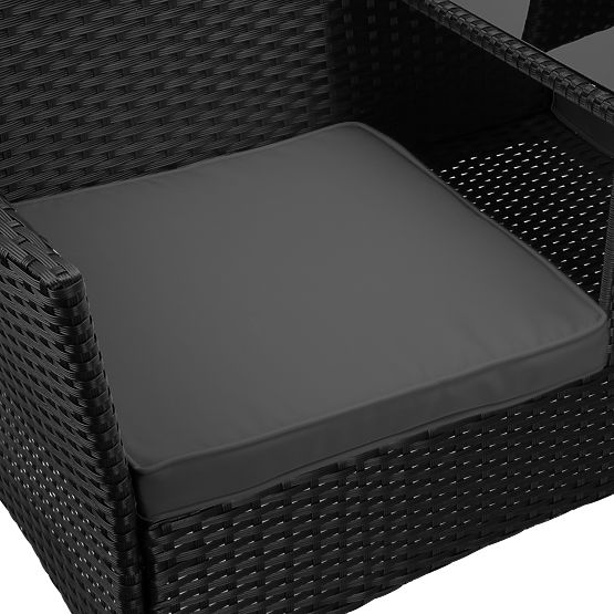 Garden Bench from Technorattan Sofa CORDOBA Black with Gray Cushions