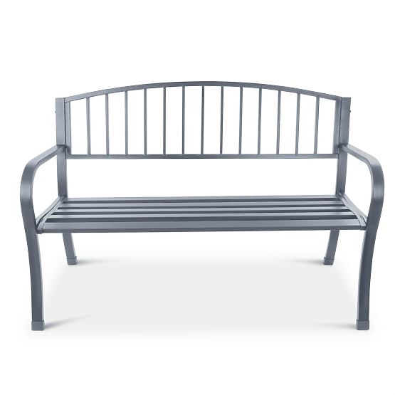 Garden Bench with Backrest for Terrace Balcony Metal Frame Graphite
