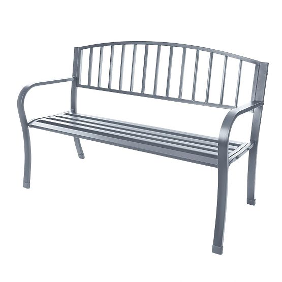 Garden Bench with Backrest for Terrace Balcony Metal Frame Graphite