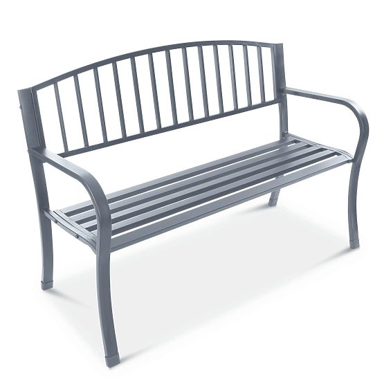 Garden Bench with Backrest for Terrace Balcony Metal Frame Graphite