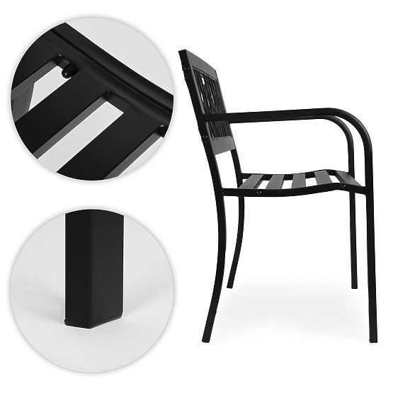 Garden Bench with Decorative Backrest 120x50 cm Metal Park Black MultiGarden