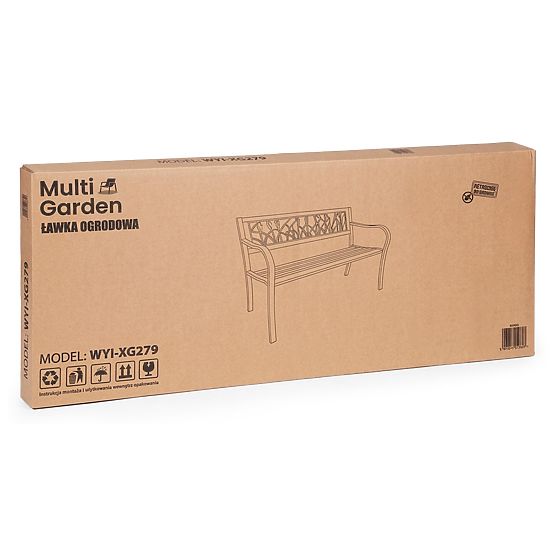 Garden Bench with Decorative Backrest 120x50 cm Metal Park Black MultiGarden