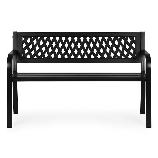 Garden Bench with Lattice Backrest 120x50 cm Metal Park Black MultiGarden