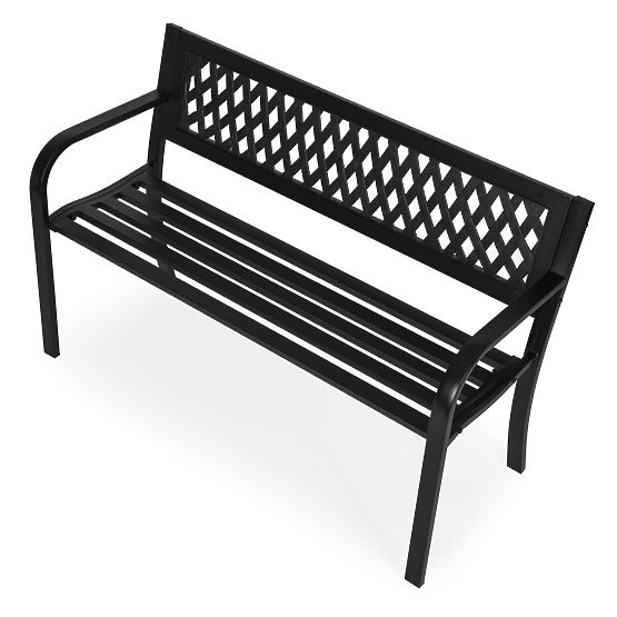 Garden Bench with Lattice Backrest 120x50 cm Metal Park Black MultiGarden