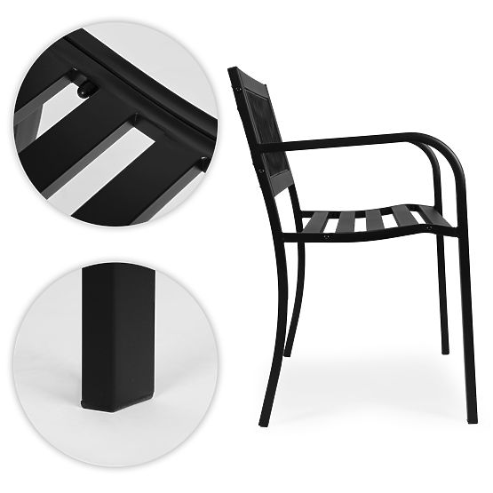Garden Bench with Lattice Backrest 120x50 cm Metal Park Black MultiGarden