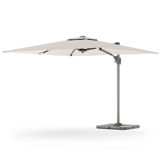 Garden Cantilever Parasol Shade 4x3 m with Cover, 360° Rotatable, Beige
