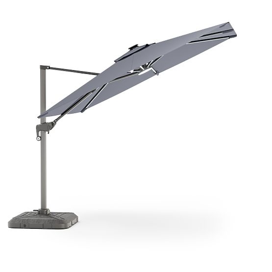 Garden Cantilever Parasol Shade Deluxe 4x3 m with Cover and Solar LED Lighting, Rotatable