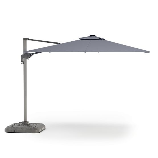Garden Cantilever Parasol Shade Deluxe 4x3 m with Cover and Solar LED Lighting, Rotatable