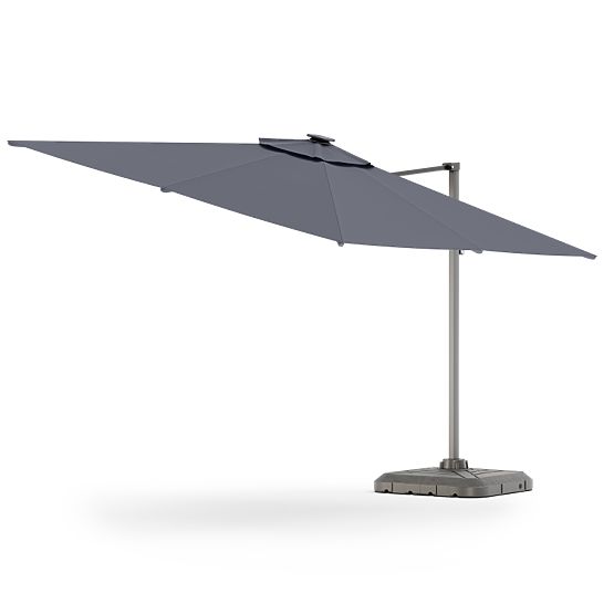 Garden Cantilever Parasol Shade Deluxe 4x3 m with Cover and Solar LED Lighting, Rotatable
