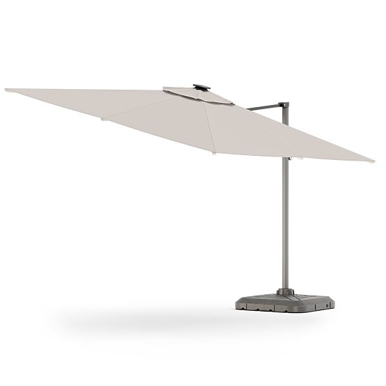 Garden Cantilever Parasol Shade Deluxe 4x3 m with Cover and Solar LED Lighting, Rotatable