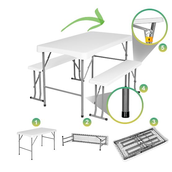 Garden Catering Set STANLEY Table + 2 Benches