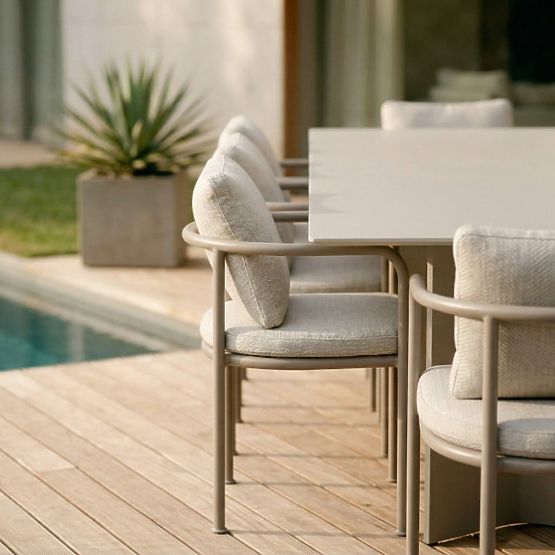 Garden Chair Amarello Aluminum, Light Beige/Beige-Gray, Rounded
