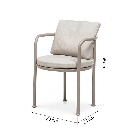 Garden Chair Amarello Aluminum, Light Beige/Beige-Gray, Rounded