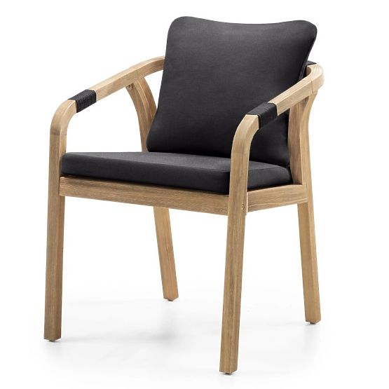 Garden Chair Castello with Weaving, Acacia Wood FSC, Teak Look, Dark Gray