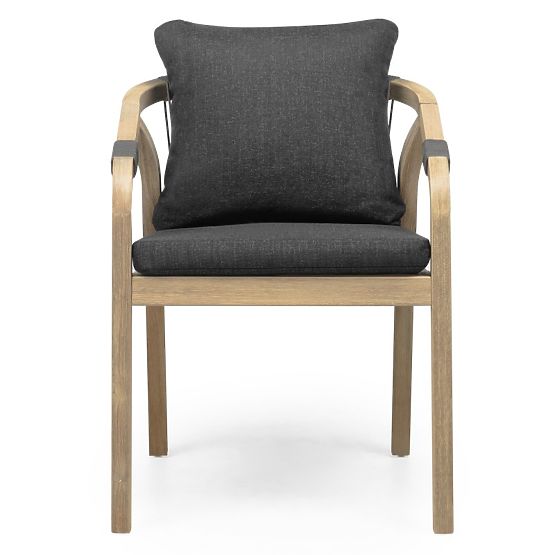 Garden Chair Castello with Weaving, Acacia Wood FSC, Teak Look, Dark Gray