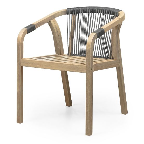 Garden Chair Castello with Weaving, Acacia Wood FSC, Teak Look, Dark Gray