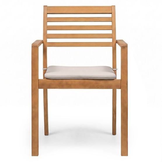 Garden Chair Familis ll Eucalyptus Wood FSC, Teak Finish, Light Grey