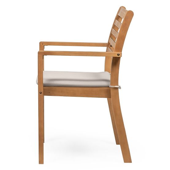 Garden Chair Familis ll Eucalyptus Wood FSC, Teak Finish, Light Grey