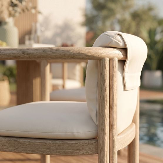 Garden Chair Komorebi Light Acacia Wood/Light Beige, Rounded