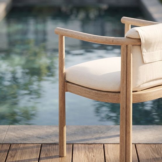 Garden Chair Komorebi Light Acacia Wood/Light Beige, Rounded