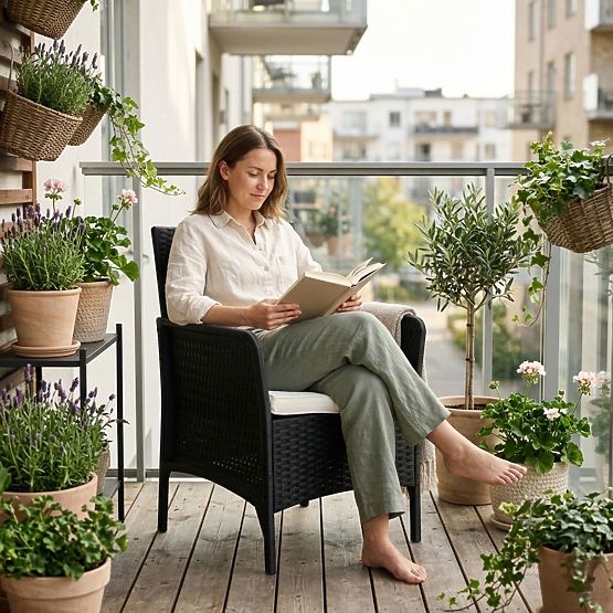 Garden Chair with Cushion Balcony Terrace Garden Black MultiGarden