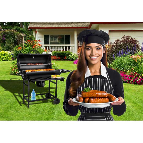 Garden Charcoal Barrel Grill with 2 Grates and Ash Pan