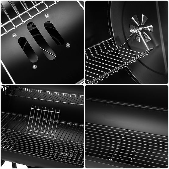 Garden Charcoal Grill 2 Grates Ash Pan BAREL WOOD
