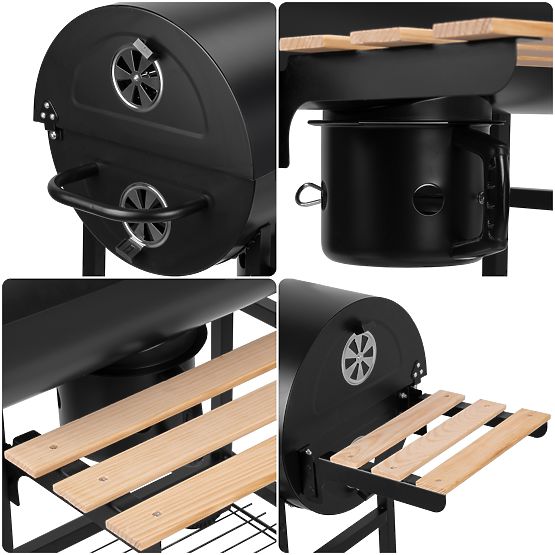 Garden Charcoal Grill 2 Grates Ash Pan BAREL WOOD