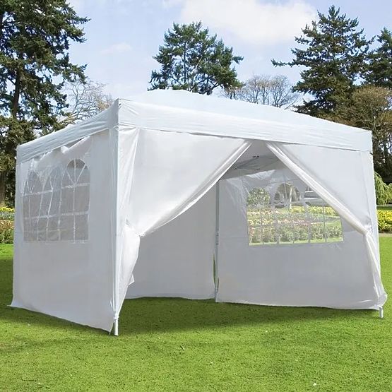 Garden Commercial Pavilion Tent 3x3 m 4 Walls White MultiGarden