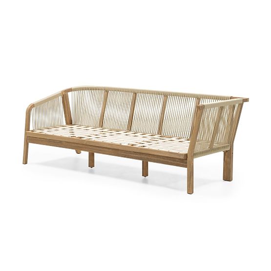 Garden Corner Set with Table Castello, Wicker, Acacia Wood FSC, Teak Look, Beige