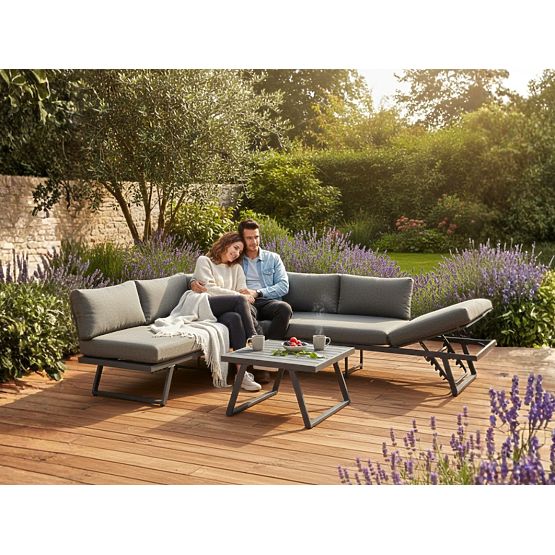 Garden Corner Sofa Set with Table RADIOSO with Adjustable Backrest